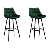 Artiss 2x Bar Stools Velvet Chairs Green - Close-Up Angle