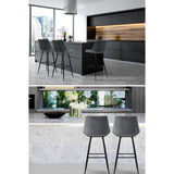 Artiss 2x Bar Stools Velvet Chairs Grey - Rear View