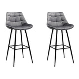 Artiss 2x Bar Stools Velvet Chairs Grey - Close-Up Angle