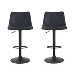 Artiss set of 2 swivel bar stools, black vintage PU leather, semi-circular footrest
