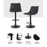 Artiss 2x Bar Stools Vintage Leather Swivel Gas Lift Black - 45-Degree Angle