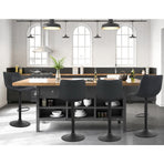 Artiss set of 2 swivel bar stools, black vintage PU leather, image 6
