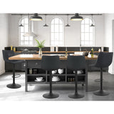 Artiss 2x Bar Stools Vintage Leather Swivel Gas Lift Black - Rear View