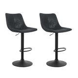 Artiss 2x Bar Stools Vintage Leather Swivel Gas Lift Black - Close-Up Angle