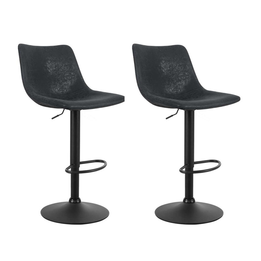 Artiss set of 2 swivel bar stools, black vintage PU leather, image 7