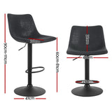 Artiss 4x Bar Stools Vintage Leather Swivel Gas Lift Black - Front View