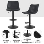 Artiss set of 4 vintage PU leather swivel bar stools, black, 41cm diameter steel base