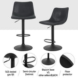 Artiss 4x Bar Stools Vintage Leather Swivel Gas Lift Black - Top-Down View