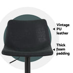 Artiss set of 4 vintage PU leather swivel bar stools, black, gas lift height adjustment lever