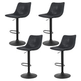 Artiss 4x Bar Stools Vintage Leather Swivel Gas Lift Black - Close-Up Angle