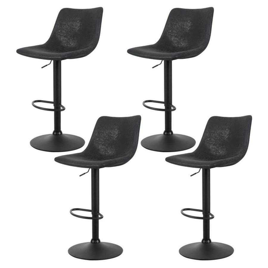 Artiss set of 4 vintage PU leather swivel bar stools, black, image 7