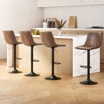 Artiss Jovy set of 4 swivel bar stools, brown vintage fabric with black base