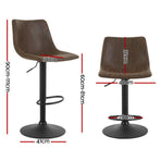 Artiss Jovy set of 4 swivel bar stools, brown vintage fabric with black base, contoured circular backrest
