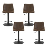 Artiss 4x Bar Stools Vintage Leather Swivel Gas Lift Brown - Side View