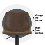 Artiss Jovy set of 4 swivel bar stools, brown vintage fabric with black base, gas lift lever