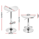 Artiss 4x Bar Stools Leather Gas Lift Chair White - Front View