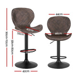 Artiss 2x Bar Stools Kitchen Swivel Gas Lift Counter Chair Wing PE Rattan Brown - Front View