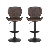 Artiss 2x Bar Stools Kitchen Swivel Gas Lift Counter Chair Wing PE Rattan Brown - Side View