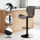 Artiss 2x Bar Stools Kitchen Swivel Gas Lift Counter Chair Wing PE Rattan Brown - Rear View
