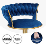Artiss Bar Stools Gas Lift Velvet Woven Backrest Navy - Top-Down View