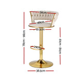 Artiss 2x Bar Stools Gas Lift Velvet Woven Backrest Ivory - Front View