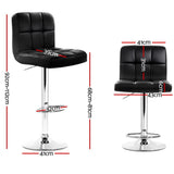 Artiss 4x Bar Stools Leather Gas Lift Black - Front View