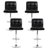 Artiss 4x Bar Stools Leather Gas Lift Black - Side View
