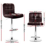 Artiss 4x Bar Stools Leather Gas Lift Brown - Front View