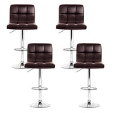 Artiss 4x Bar Stools Leather Gas Lift Brown - Side View