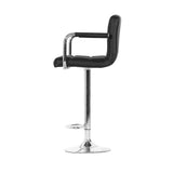 Artiss 2x Bar Stools Leather Gas Lift w/Armrest Black - Top-Down View