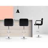 Artiss 4x Bar Stools Leather Gas Lift w/Armrest Black - Top-Down View