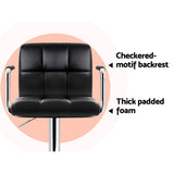 Artiss 4x Bar Stools Leather Gas Lift w/Armrest Black - 45-Degree Angle