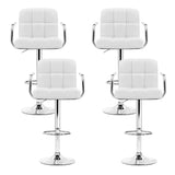 Artiss 4x Bar Stools Leather Gas Lift w/Armrest White - Side View
