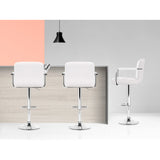 Artiss 4x Bar Stools Leather Gas Lift w/Armrest White - Top-Down View