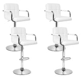 Artiss 4x Bar Stools Leather Gas Lift w/Armrest White - Low Angle