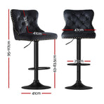Artiss 1x Velvet Bar Stool Adjustable Height Nailhead Trim Kitchen Counter Stool, Adjustable Height