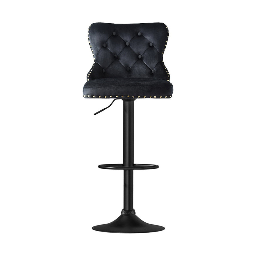 Artiss 1x Velvet Bar Stool Adjustable Height Nailhead Trim Kitchen Counter Stool, image 3