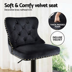 Artiss 1x Velvet Bar Stool Adjustable Height Nailhead Trim Kitchen Counter Stool, image 5