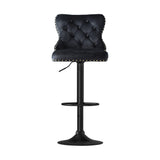 Artiss 2x Velvet Bar Stool Adjustable Height Nailhead Trim Kitchen Counter Stool - Side View