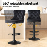 Artiss 4x Velvet Bar Stool Adjustable Height Nailhead Trim Kitchen Counter Stool - Top-Down View