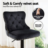 Artiss 4x Velvet Bar Stool Adjustable Height Nailhead Trim Kitchen Counter Stool - 45-Degree Angle
