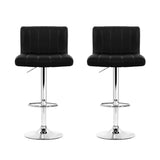 Artiss 2x Bar Stools Gas Lift Leather Chairs Black - Side View