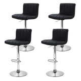 Artiss 4x Bar Stools Gas Lift Leather Black - Side View