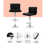 Artiss 4x Bar Stools Gas Lift Leather Black - Top-Down View