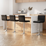 Artiss 4x Bar Stools Gas Lift Leather Black - Close-Up Angle