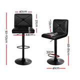 Artiss 4x Bar Stools Gas Lift Leather Chair Black - Front View