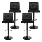 Artiss 4x Bar Stools Gas Lift Leather Chair Black - Side View