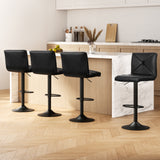 Artiss 4x Bar Stools Gas Lift Leather Chair Black - Close-Up Angle