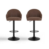 Artiss 2x Bar Stools Kitchen Swivel Gas Lift Counter Chair Shell Leather Brown - Side View