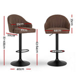 Artiss 4x Bar Stools Kitchen Swivel Gas Lift Counter Chair Shell Leather Brown - Front View